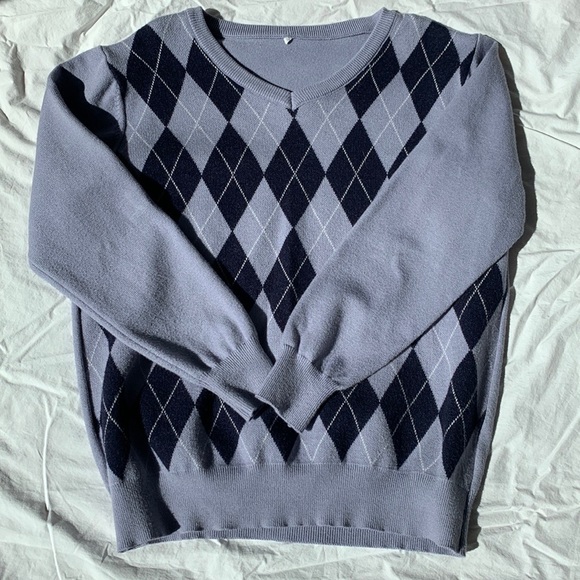 Blue plaid sweater - Picture 2 of 4